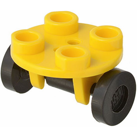 Plate, Round 2 x 2 Thin with Wheel Holder with Black Wheel Skateboard / Trolley (2655 / 2496)