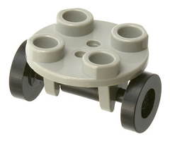 Plate, Round 2 x 2 Thin with Wheel Holder with Black Wheel Skateboard / Trolley (2655 / 2496)