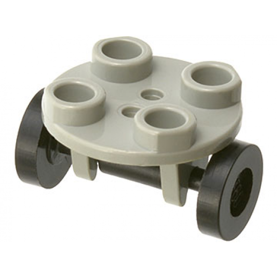 Plate, Round 2 x 2 Thin with Wheel Holder with Black Wheel Skateboard / Trolley (2655 / 2496)