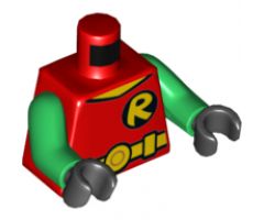 Torso Batman 'R' Symbol, V Neck with Yellow Belt with Round Buckle Pattern / Green Arms / Black Hands