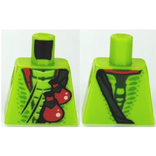 Torso Ninjago Snake with Dark Green Belt and Red Vials Pattern