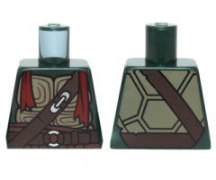 Torso Turtle Shell with Dark Brown Belts, Silver Buckles and Dark Red Bandana Pattern