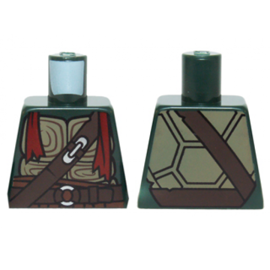 Torso Turtle Shell with Dark Brown Belts, Silver Buckles and Dark Red Bandana Pattern