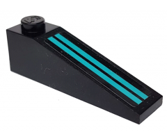 Slope 18 4 x 1 with Two Medium Azure Stripes on Black Background Pattern (Sticker) - Set 76898