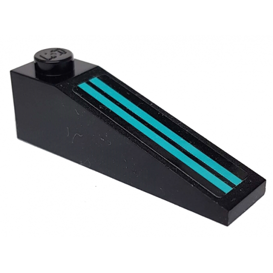 Slope 18 4 x 1 with Two Medium Azure Stripes on Black Background Pattern (Sticker) - Set 76898