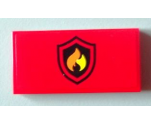 Tile 2 x 4 with Black and Yellow Fire Logo Badge Pattern (Sticker) - Set 60004