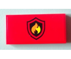 Tile 2 x 4 with Black and Yellow Fire Logo Badge Pattern (Sticker) - Set 60004