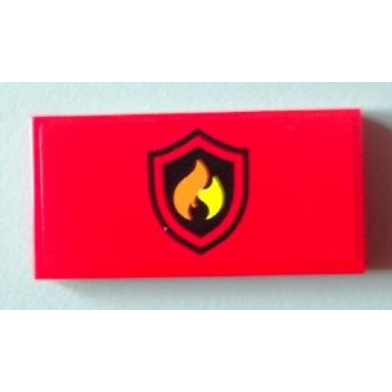 Tile 2 x 4 with Black and Yellow Fire Logo Badge Pattern (Sticker) - Set 60004
