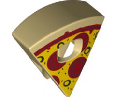 Minifigure, Headgear Head Cover, Costume Pizza Slice with Yellow Cheese, Dark Red Sauce and Pepperoni Pattern