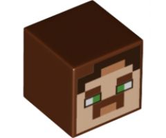 Minifigure, Head, Modified Cube with Minecraft Hal Face Pattern