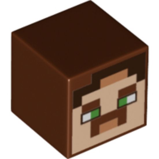 Minifigure, Head, Modified Cube with Minecraft Hal Face Pattern