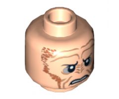 Minifigure, Head Alien with SW Saesee Tiin, Small Eyes with Pupils, Orange Dots on Sides, Angry Pattern - Hollow Stud