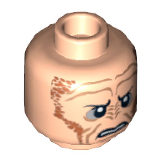 Minifigure, Head Alien with SW Saesee Tiin, Small Eyes with Pupils, Orange Dots on Sides, Angry Pattern - Hollow Stud