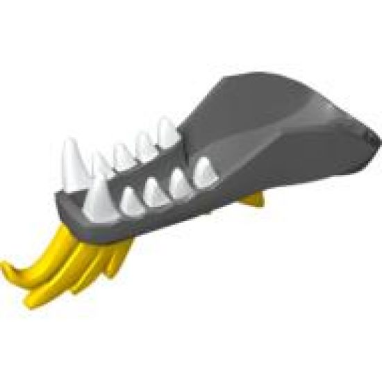 Animal, Body Part Dragon Head (Ninjago) Lower Jaw with White Teeth and Yellow Spines Pattern