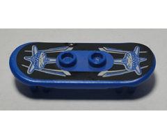 Minifigure, Utensil Skateboard with Trolley Wheel Holders with Silver and Blue Logo Pattern (Sticker) - Set 6738