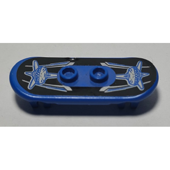 Minifigure, Utensil Skateboard with Trolley Wheel Holders with Silver and Blue Logo Pattern (Sticker) - Set 6738