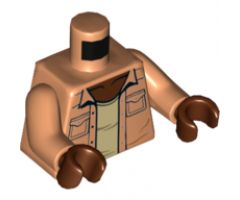 Torso Open Shirt with 2 Pockets and Silver Buttons, Light Nougat Undershirt Pattern / Nougat Arms / Reddish Brown Hands