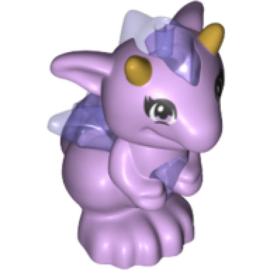 Animal, Air Dragon, Elves, Baby with Trans-Purple Stomach, Spines and Wings and Gold Horns Pattern (Fledge)