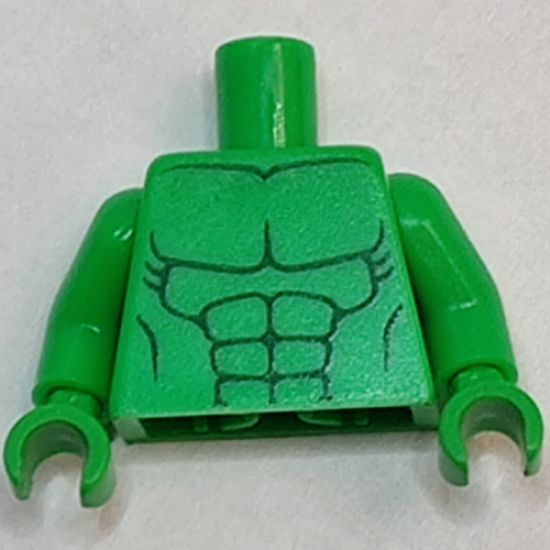 Torso Bare Chest with Body Lines Both Sides Pattern (Hulk) / Bright Green Arms / Bright Green Hands