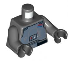 Torso Sand Blue Armor Breastplate, Gray Lines with Blue and Red General Insignia Pattern (SW General Veers) / Dark Bluish Gray Arms / Black Hands