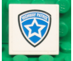 Tile 2 x 2 with Highway Patrol Logo White Star Pattern (Sticker) - Set 8681