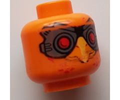 Minifigure, Head Dual Sided Alien Chima Phoenix with Red Eyes and Dark Bluish Gray Goggles, Rounded / Squared Lower Beak Pattern (Firox) - Hollow Stud