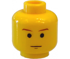 Minifigure, Head Male SW Brown Eyebrows and Chin Dimple Pattern - Blocked Open Stud