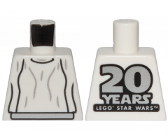 Torso SW Loose Dress Light Bluish Gray Folds with '20 YEARS LEGO STAR WARS' on Back Pattern (Leia)