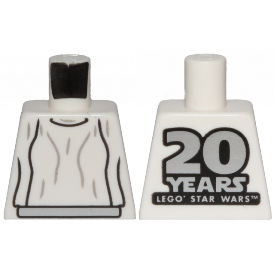 Torso SW Loose Dress Light Bluish Gray Folds with '20 YEARS LEGO STAR WARS' on Back Pattern (Leia)
