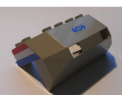 Train Front Sloping Base with Train Logo and Blue / White / Red Stripes Pattern on Both Sides (Stickers) - Sets 4558 / 10001