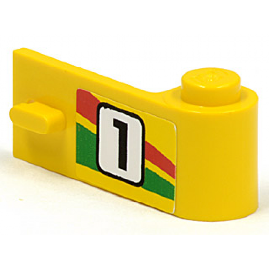 Door 1 x 3 x 1 Right with Number 1 and Red and Green Stripe Pattern (Sticker) - Set 6550