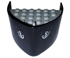 Boat Hull Smooth Bow 5 x 6 x 3 1/3, Deck Color Light Gray with White Anchor Pattern on Both Sides (Stickers)