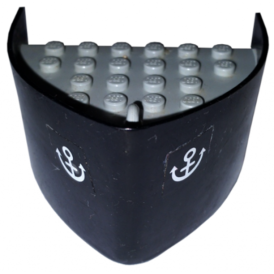 Boat Hull Smooth Bow 5 x 6 x 3 1/3, Deck Color Light Gray with White Anchor Pattern on Both Sides (Stickers)