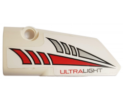 Technic, Panel Fairing # 3 Small Smooth Long, Side A with Red and Silver Tapered Stripes and 'ULTRALIGHT' Pattern (Sticker) - Set 42057