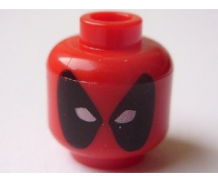 Minifigure, Head Male Mask Black with White Eye Holes Pattern (Deadpool) - Blocked Open Stud