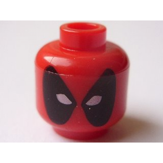 Minifigure, Head Male Mask Black with White Eye Holes Pattern (Deadpool) - Blocked Open Stud