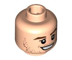 Minifigure, Head Reddish Brown Eyebrows, Stubble, White Pupils, Chin Dimple, Open Smile Pattern (Christoph Kramer) - Hollow Stud