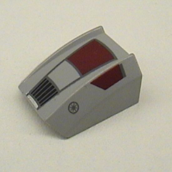 Slope, Curved 2 x 2 Lip with Dark Red Panels, Black Grille, SW Republic Insignia Pattern