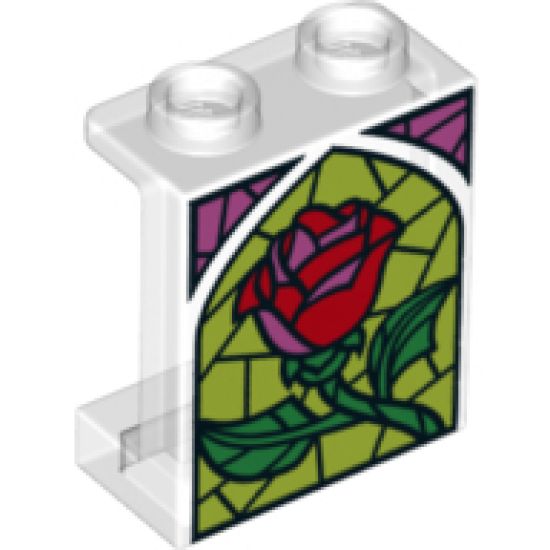 Panel 1 x 2 x 2 - Hollow Studs with Stained Glass Rose Pattern