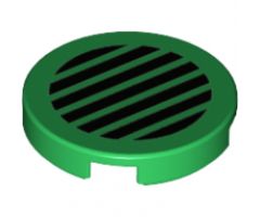 Tile, Round 2 x 2 with Bottom Stud Holder with Black Grille Pattern