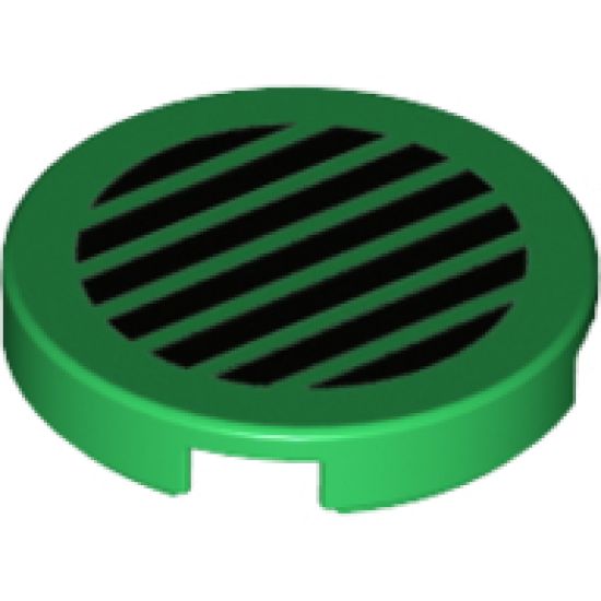 Tile, Round 2 x 2 with Bottom Stud Holder with Black Grille Pattern