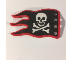 Cloth Flag 8 x 5 Wave with Red Border and Skull and Crossbones Pattern