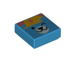 Tile 1 x 1 with Winking Bear Face, Bright Light Orange Cap and Coral Lightning Bolt Pattern