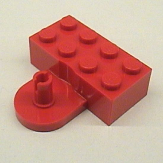 Brick, Modified 2 x 4 with Coupling, Male - Raised Pin and Curved Wall
