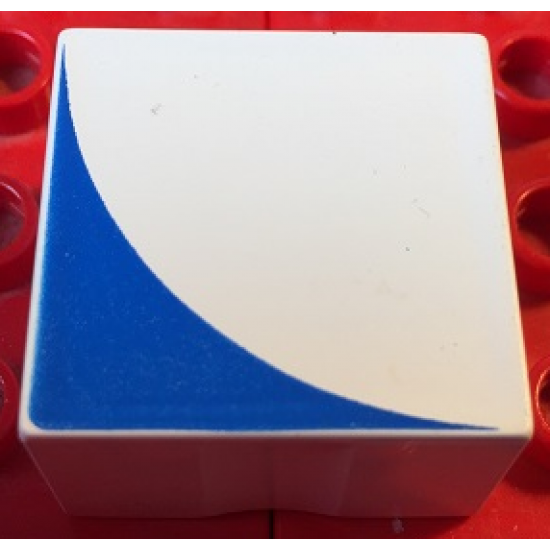 Duplo, Tile 2 x 2 x 1 with Shape Blue Inverse Quarter Circle Pattern