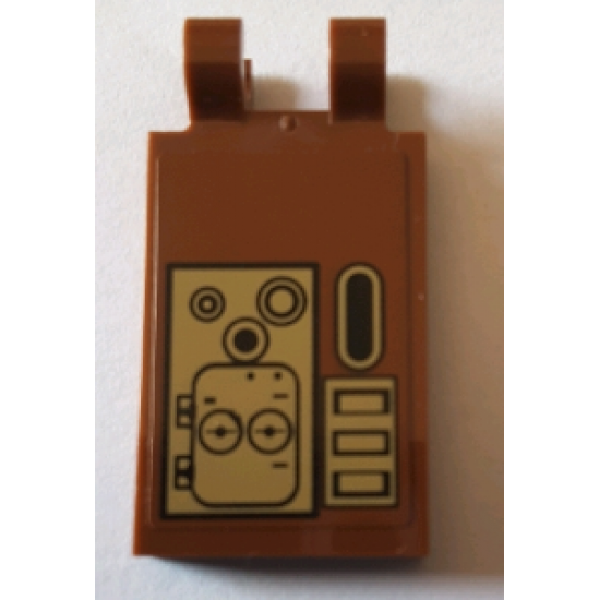 Tile, Modified 2 x 3 with 2 Clips with Gold Mechanical Pattern (Sticker) - Set 75059