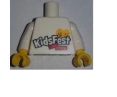 Torso LEGO KidsFest 2 Minifigure Heads and 2 Red Bricks Pattern / White Arms / Yellow Hands