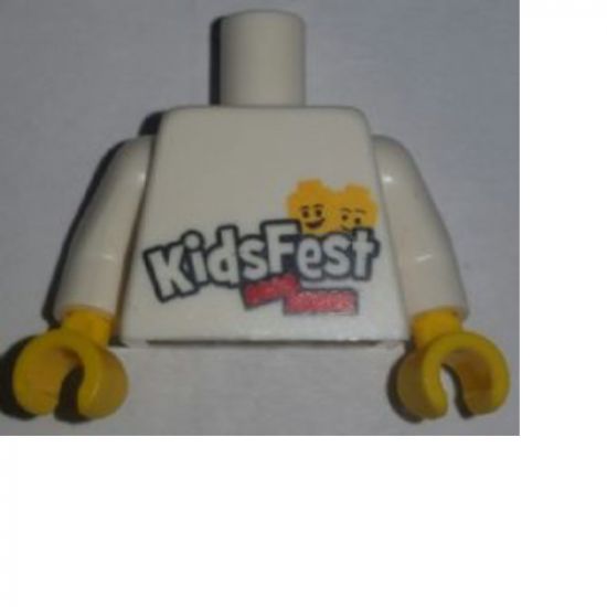 Torso LEGO KidsFest 2 Minifigure Heads and 2 Red Bricks Pattern / White Arms / Yellow Hands