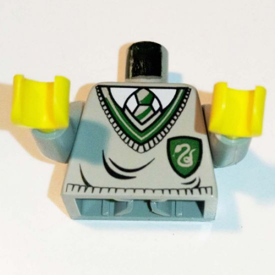 Torso Harry Potter Uniform Slytherin Shield Pattern / Light Gray Arms / Yellow Hands