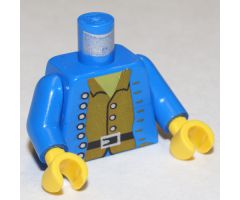 Torso Pirate Open Jacket, Brown Shirt, Silver Buttons Pattern / Blue Arms / Yellow Hands